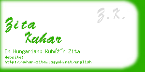 zita kuhar business card